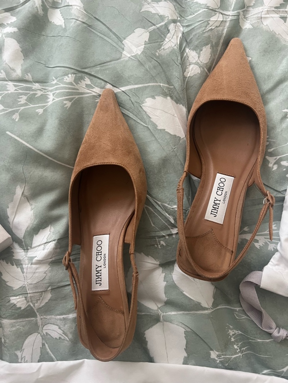 Jimmy Choo Amel Brown Suede Pointed-Toe Slingback Pumps - Picture 2 of 8